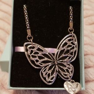 Silver plated chain with butterfly pendant